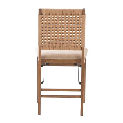 Linon Bennett Natural Folding Chair with Woven Rope Back and Linen Upholstered Seat Set of 2 - WoodArtSupply