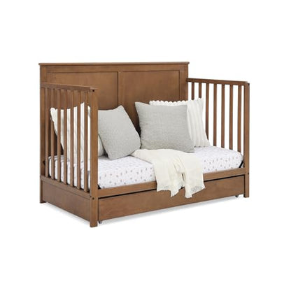 Delta Children Simmons Kids Logan 6-in-1 Convertible Crib with Underdrawer - Greenguard Gold Certified, Chestnut