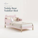 Storkcraft Teddy Bear Toddler Bed (Blush with Driftwood) - GREENGUARD Gold Certified, Includes Toddler Safety Guardrails, Fits Standard Crib & Toddler Mattress, Stylish 2-Tone Design Storkcraft