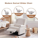 Eiayeebil Nursery Swivel Glider Recliner,Rocking Chair Nursery with Footrest,Rocking Recliner Chair for Nursery,Glider Rocker Recliner for Living Room & Bedroom,Beige Eiayeebil