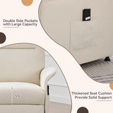 Power Recliner Chair for Adults, Electric Recliner with Curved Arms & Side Storage Pockets, Ergonomic Adjustable Reclining Chair for Living Room Bedroom, Chenille Beige
