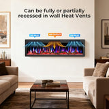 R.W.FLAME 60" Recessed and Wall Mounted Smart Electric Fireplace, Alexa/WiFi Enabled, APP Control with Multiple Sound Modes, Remote Control with Timer, Adjustable Flame Colors and Speed R.W.FLAME