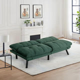 Convertible Velvet Futon Sofa Bed, Comfy 72" L Sleeper Couch with Thicker Cushion, Upholstered Modern Reclining Loveseat Folding Sofa for Small Living Room, Dorm, Apartment, Office, Emerald Antetek