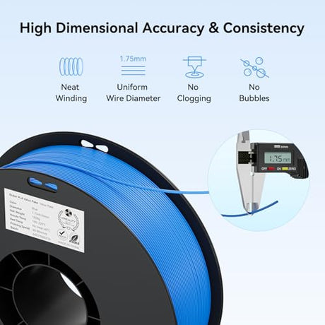 Creality 3D Printer Filament 1.75mm 4KG, PLA Filament Bulk +/- 0.02mm, 4 Pack 1kg Spool(2.2lbs) 3D Printing Filament Fits for Most FDM 3D Printers, Black White Blue Red Creality