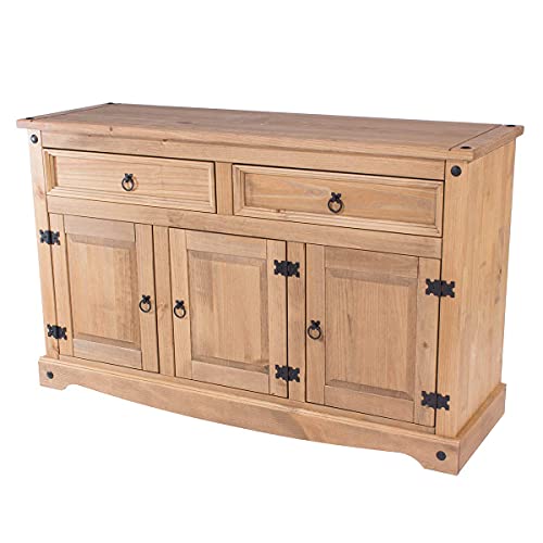 Furniture Dash Solid Wood Storage Cabinet 51.9" W, 16.9" D, 31.7" H - Sideboard Buffet with 3 Doors & 2 Drawers, Ideal for Living Room, Kitchen, - WoodArtSupply