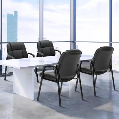 OLIXIS Waiting Room Chairs, Leather Office Desk Reception Guest Stationary Side Chair with Padded Arms for Home Conference Lobby Area Meeting Church Medical Clinic Elderly Student OLIXIS