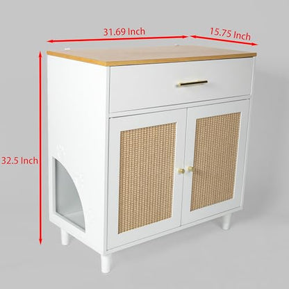 KOZYSFLER Wooden Cat Litter Box Enclosure with Scratch Pad, Hidden Furniture for Concealing Litter Box, Sideboard Pet House with Storage Cabinet, Ideal for Living Room, Bedroom, or Office - WoodArtSupply