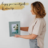 Buecasa Rustic 5x7 Inches Wooden Picture Frame Pack of 2 Vintage Cyan and White in Gift Box - Distressed Wood High Definition Glass Photo Frame Outside 7.9x9.9 Inches - 2 Way Display Tabletop or Wall Buecasa