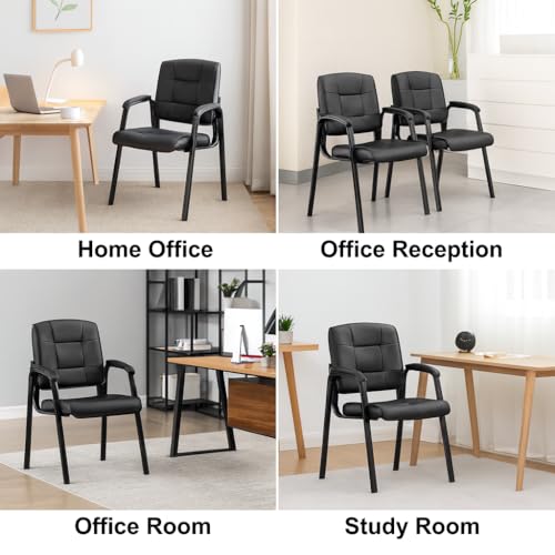 Naomi Home Faux Leather Stackable Office Guest Chairs – Reception Chairs with Armrests for Lobby, Clinic, Medical Waiting Room or Conference Room Seating - Black, Set of 6 Naomi Home