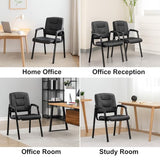 Naomi Home Faux Leather Stackable Office Guest Chairs – Reception Chairs with Armrests for Lobby, Clinic, Medical Waiting Room or Conference Room Seating - Black, Set of 6 Naomi Home