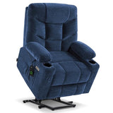 MCombo Power Lift Recliner Chair for Elderly, Electric Lift Chair with Extended Footrest, USB Ports, Cup Holders, Fabric 7281 (Navy Blue, Small)
