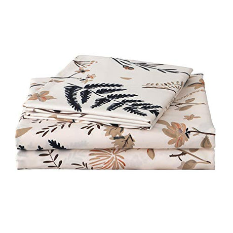 JSD Boho Floral Printed Sheet Set Queen Size 4 Piece, Soft Botanical Pattern Microfiber Sheets Extra Deep Pocket JSD
