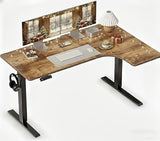 FEZIBO 55×32 inch L Shaped Electric Corner Standing Desk, 4 Memory Height Settings,Home Office & Computer Height Adjustable Table, Ergonomic Sit and Stand Up Workstation with Splice Board,Rustic Brown FEZIBO