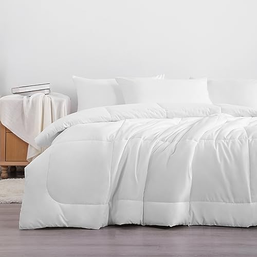 NTBAY Twin Comforter - Down Alternative Duvet Insert, All Season Bedding Quilted with Corner Tabs, Machine Washable, Soft Comforter Only, White NTBAY