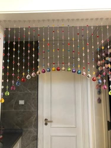 Crystal Beaded Curtain, Multicolor Hanging Door Decoration with Acrylic Balls, Rainbow String Room Divider (20 Strings) Alpengulen