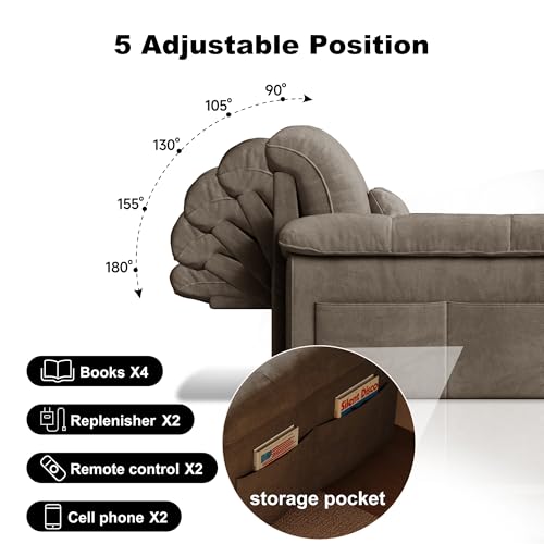 Vakdle Loveseat Convertible Sofa Bed, Pull-Out futon Couch,3 in 1 Sleeper Bed with Reclining Backrest and Storage for Bedroom Living Room Apartment (Grey, 47.24") Vakdle
