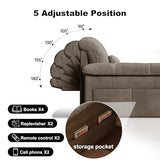Vakdle Loveseat Convertible Sofa Bed, Pull-Out futon Couch,3 in 1 Sleeper Bed with Reclining Backrest and Storage for Bedroom Living Room Apartment (Grey, 47.24") Vakdle