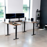 VIVO Large U-Shaped 83 x 60 in Electric Standing Desk, Memory Height Adjustment, Rustic Vintage Brown Top Black Frame, DESK-E4UBN VIVO