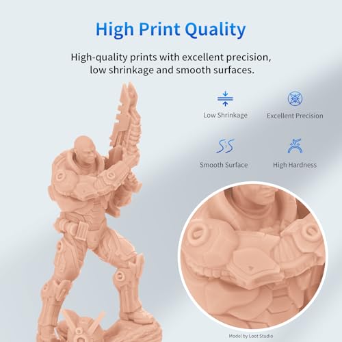 ANYCUBIC 3D Printer Resin, 405nm SLA UV-Curing Resin with High Precision and Quick Curing & Excellent Fluidity for LCD 3D Printing (Light Beige, 1kg)
