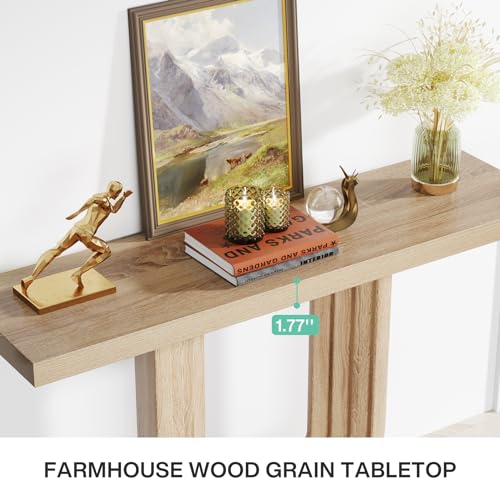 Tribesigns Farmhouse Entryway Table, 39" Narrow Console Table with Geometric Base, Wood Skinny Sofa Table Behind Couch with Storage for Living Room, Hallway, Foyer, Entrance Tribesigns
