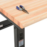 Global Industrial Adjustable Height Workbench C-Channel Leg, 2000 Lbs Capacity, 60" W x 30" D, 1-3/4" Maple Top Safety Edge, Black Frame, Industrial Workbench Global Industrial
