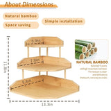 HYNAWIN Bamboo Corner Desk Organizer Shelf, 3-Tier Triangle Storage Rack for Office & Home, Space-Saving Desktop Shelf for Books, Stationery, Makeup, Small Items HYNAWIN
