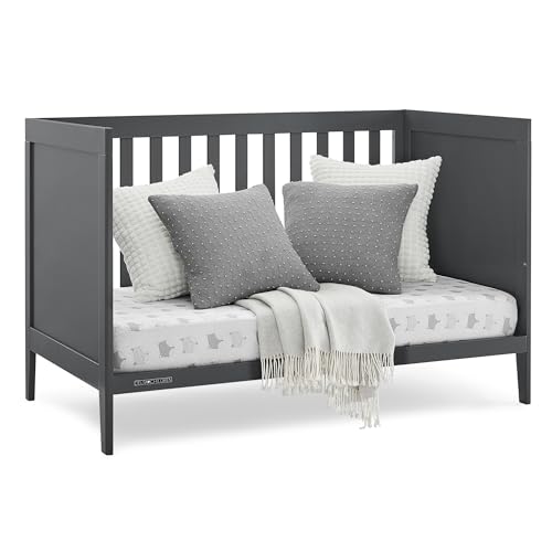 Delta Children Hayes 4-in-1 Convertible Crib - Greenguard Gold Certified, Charcoal Grey