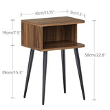 Nightstand Set of 2, Small Bed Side Table for Small Spaces, Mid Century Modern Nightstand End Table with Open Storage, Side Table for Bedroom Living Room, Walnut Brown MLBZ20R-2 MMEOLUOOK