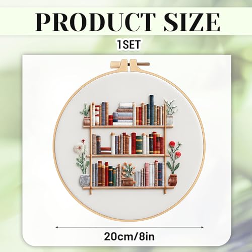 CZFSWT Embroidery Kit, Mini Embroidery Kit for Beginners, Complete Embroidery Starter Kit with Instructions, 20cm Bamboo Embroidery Hoop, Beginner Embroidery Kit for DIY Gifts and Home Decor