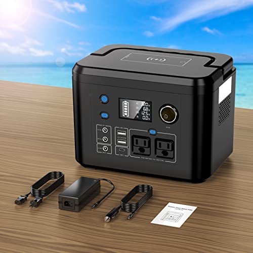 Portable Power Station 350W, Powkey 260Wh/70,000mAh Backup Lithium Battery, 110V Pure Sine Wave Power Bank with 2 AC Outlets, Portable Generator for Outdoors Camping Travel Hunting Emergency - WoodArtSupply