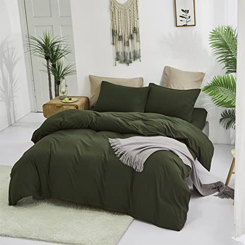 Luxlovery Army Green Comforter Set King Green Bedding Comforter Olive Blanket Quilts Minimalist Army Bedding Set Soft Breathable Blanket Quilts Comforter for King Bed Luxlovery