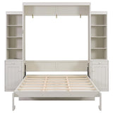Harper & Bright Designs Queen Size Murphy Bed with Desk and Storage Cabinets, Wooden Hidden Folding Farmhouse Murphy Wall Bed Frame with Drawers for Adults, White Harper & Bright Designs