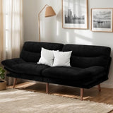 66″Futon Sofa Bed,3-in-1 Futon Couch w/Adjustable Backrest & Armrests, Convertible Sleeper Sofa Bed, Small Folding Sleeper Recliner w/Removable Cushion for Apartment, Living Room,Office (66in,Black) AMADA HOMEFURNISHING