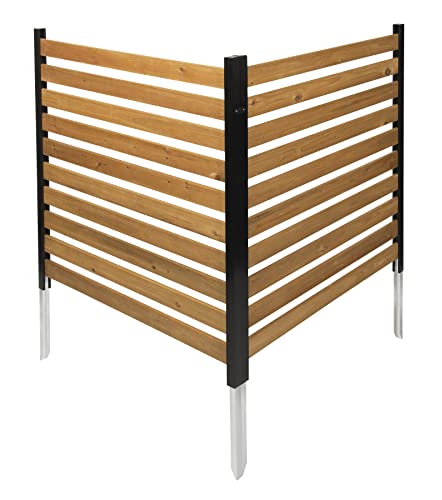 Enclo Privacy Screens EC18009 Charleston Wood Outdoor Privacy Fence Screen Slatted No-Dig Kit 38" W x 42" H, 2 Panels Enclo Privacy Screens