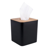 Tissue Box Cover,Tissue Holders,Tissue Box Holder for Bathrooms,Bamboo Cover Plate,Home and Office,5 * 5 * 5.4in (Black) MOCHTERO