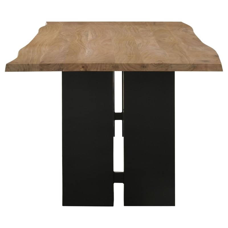 MAKLAINE Wood Live Edge Dining Table in Natural Acacia and Black MAKLAINE