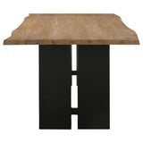 MAKLAINE Wood Live Edge Dining Table in Natural Acacia and Black MAKLAINE