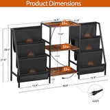SUPER DEAL Record Player Stand, 3-Tier Turntables Stand with Vinyl Storage and Charging Station, Display Rack Table for Speaker, Amplifier, Storage Up to 280 Albums, Rustic Brown SUPER DEAL