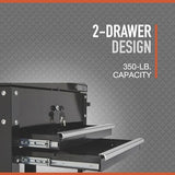 Ironton 28in. 2-Drawer Tool Cart - 30-1/2in.L x 14-1/2in.W x 33in.H, 350-Lb. Capacity Ironton