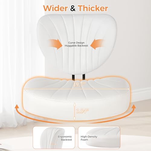 Cross Legged Office Chair, Ergonomic Criss Cross Chair with Wheels, 360° Swivel Height-Adjustable Meditation Chair for Yoga & ADHD, Wide Kneeling Chair with Strong Lumbar Support (White) BPY01W BEWISHOME