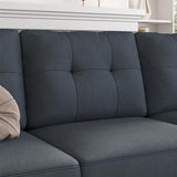 HONBAY Convertible Sectional Sofa L Shaped Couch Reversible Sectional for Small Apartment, Bluish Grey HONBAY