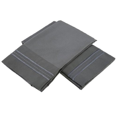 Clara Clark 1800 Series Bed Sheet Sets - Stay fit on Mattress with Elastic Straps at Corners - Twin (Single), Charcoal Stone Gray (75”x39” Fits XL) Clara Clark