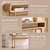 IFGET 63-Inch Long Console Table, 31.5" Tall Modern Entryway Table with Open Storage Shelf, Curved Profile Design, Narrow Wood Sofa Table Behind Couch Table for Living Room, Hallway,Foyer, Natural Oak IFGET