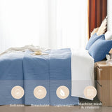 Davulos Twin Quilt Bedding Set,Bluish Grey Ultrasonic Quilt Set Reversible Microfiber Bedspread,Lightweight Soft Modern Geometric Coverlet Set for All Seasons(1 Quilt,1 Pillow Sham) Davulos