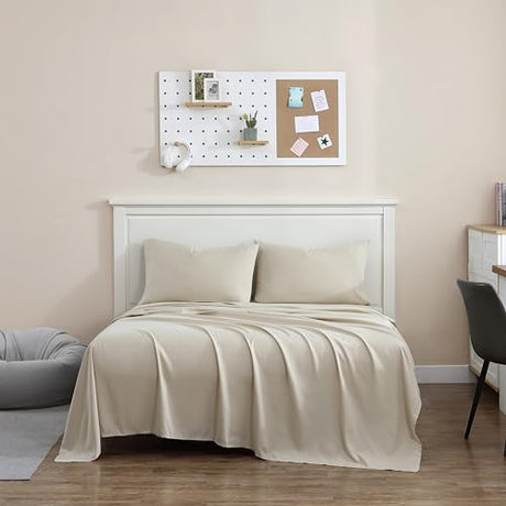 1888 Mills Twin Sheet Set – 3 Piece Bedding – Soft and Shrinkage Resistant Deep Pockets True Classic Microfiber Bed Sheet Set (Tan, Twin) 1888 Mills