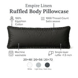 Empire Linen Ruffled Body Pillowcase | Cotton Satin Weave | Soft & Breathable with Hidden Zipper | Decorative Single Ruffle Cover | Dark Grey, 20x48 Empire Linens