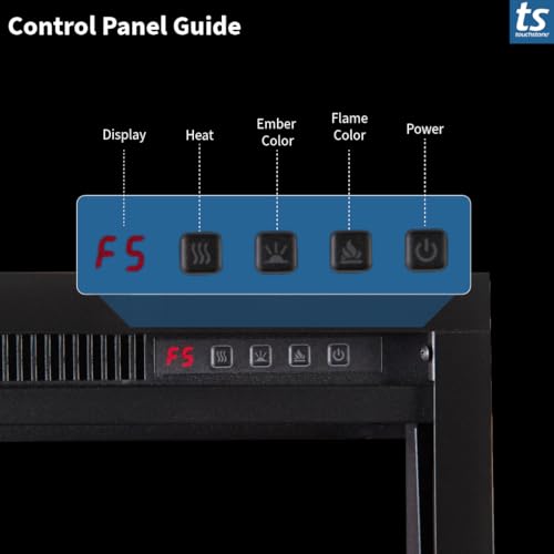 Touchstone Sideline Elite Smart Electric Fireplace - Alexa/WiFi Enabled- 42" Wide - in Wall Recessed - 60 Color Combinations - 1,500W Heater - Black - Log, Crystals, and Driftwood Touchstone