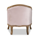 Baxton Studio Genevieve Traditional French Provincial Light Pink Velvet Upholstered White-Washed Oak Wood Armchair Baxton Studio