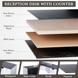 L-Shaped Modern Reception Desk with Counter & Storage - 71"/84" Large Office Front Desk, Salon Checkout Counter with Lockable Cabinets, Shelves & Drawers (Black & White, Left - 71''L x 34''W x 41''H) kaiwrxin