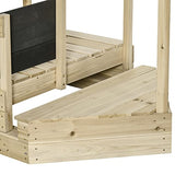 Outsunny Kids Wooden Sandbox with Cover, 71" Kids Sandbox w/Flag, Canopy Shade, Bottom Liner, Blackboard, Outdoor Sand Pit for 3-8 Years Old, Natural Wood Outsunny